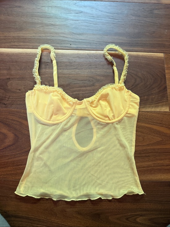 Edikted Tops - Edikted Yellow Sheer Bustier Tank Top